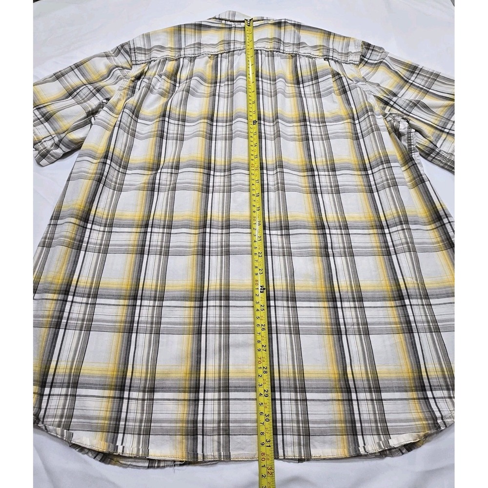 Carhartt Shirt Relaxed Fit Mens XL Gray Blue Plaid Pearl Snap Short Sleeve - Picture 10 of 11